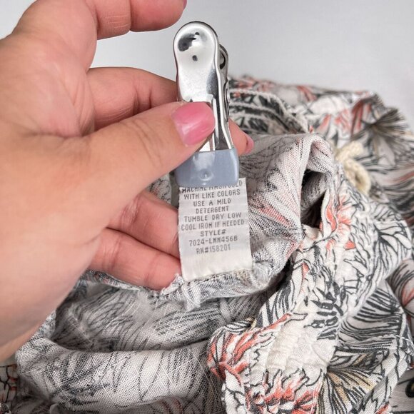 Cali 1850 Linen Blend Straight Leg Tropical Print Pants Drawstring Waist Women S - Picture 10 of 15